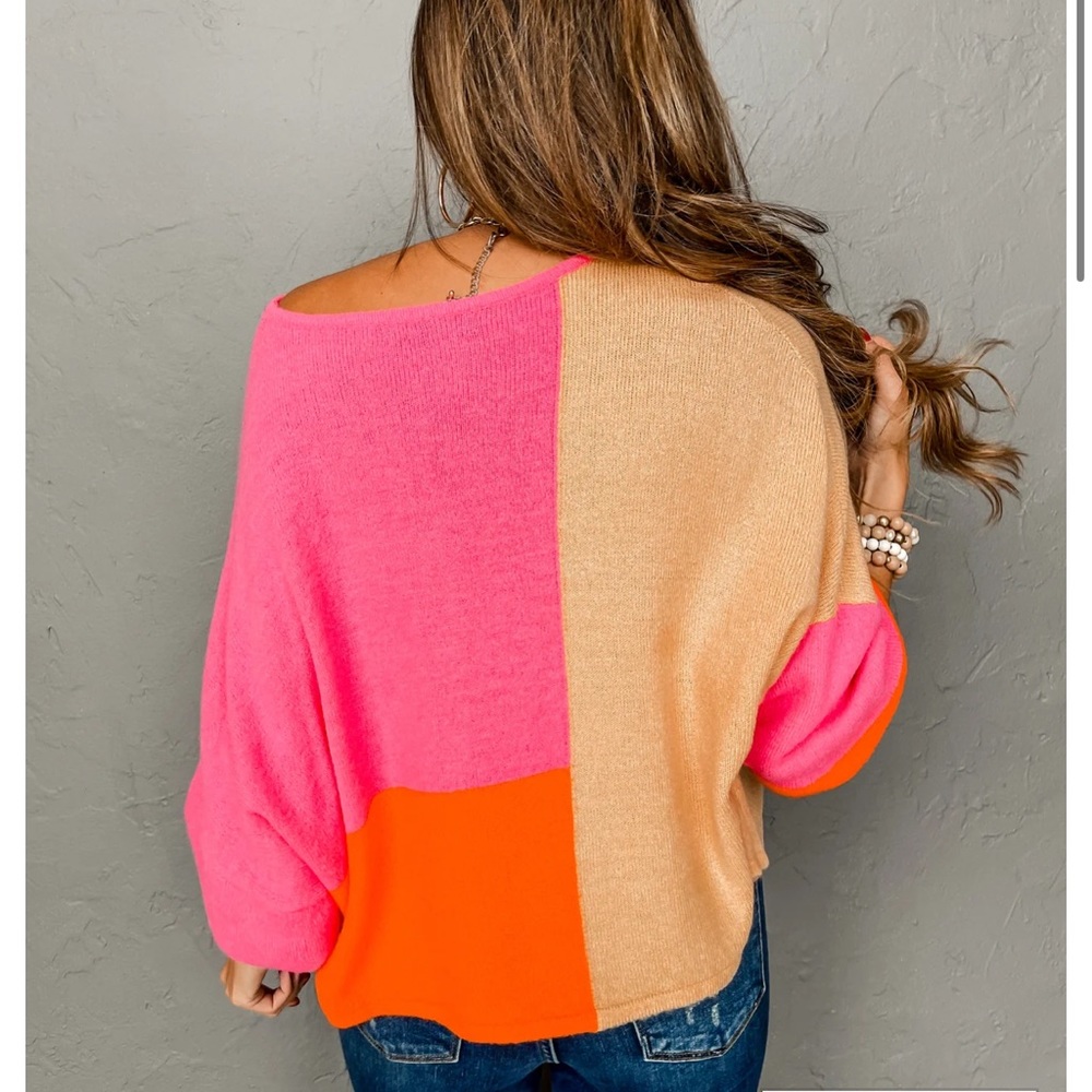Olivaceous Color Block Sweater Size Small - image 2